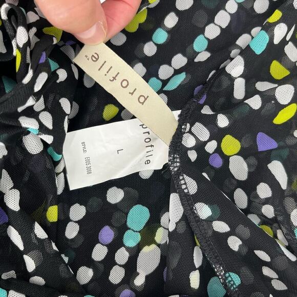 Profile Skirt Polka Dot Knee Length Green Purple Black Large - Picture 7 of 8